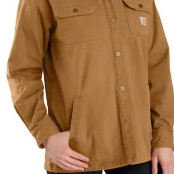 Carhartt Women's Rugged Flex Loose Fit Canvas Fleece-Lined Shirt Jacket - Picture 2 of 2
